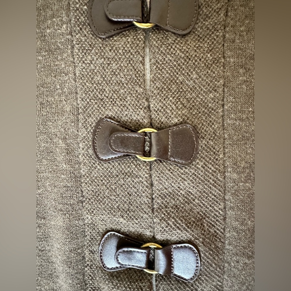 Equestrian Style Brown Wool Blend Sweater with Buckle Latch - Picture 4 of 13